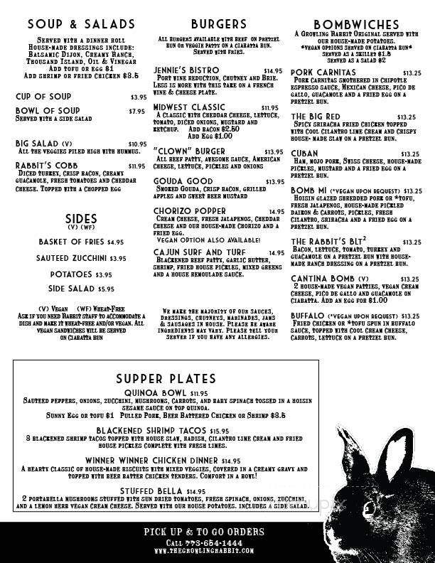 The Growling Rabbit - Chicago, IL menu_pic