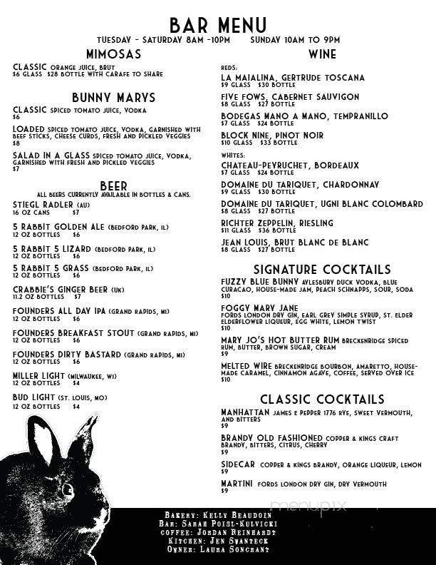 The Growling Rabbit - Chicago, IL menu_pic