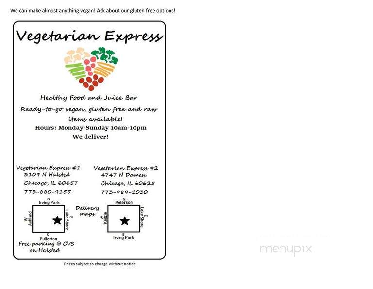 Vegetarian Express - Chicago, IL menu_pic