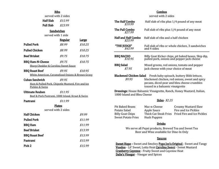 Dalie's Smokehouse - Valley Park, MO menu_pic