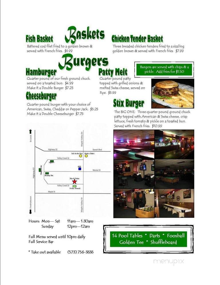 Stix & Steins - Farmington, MO menu_pic
