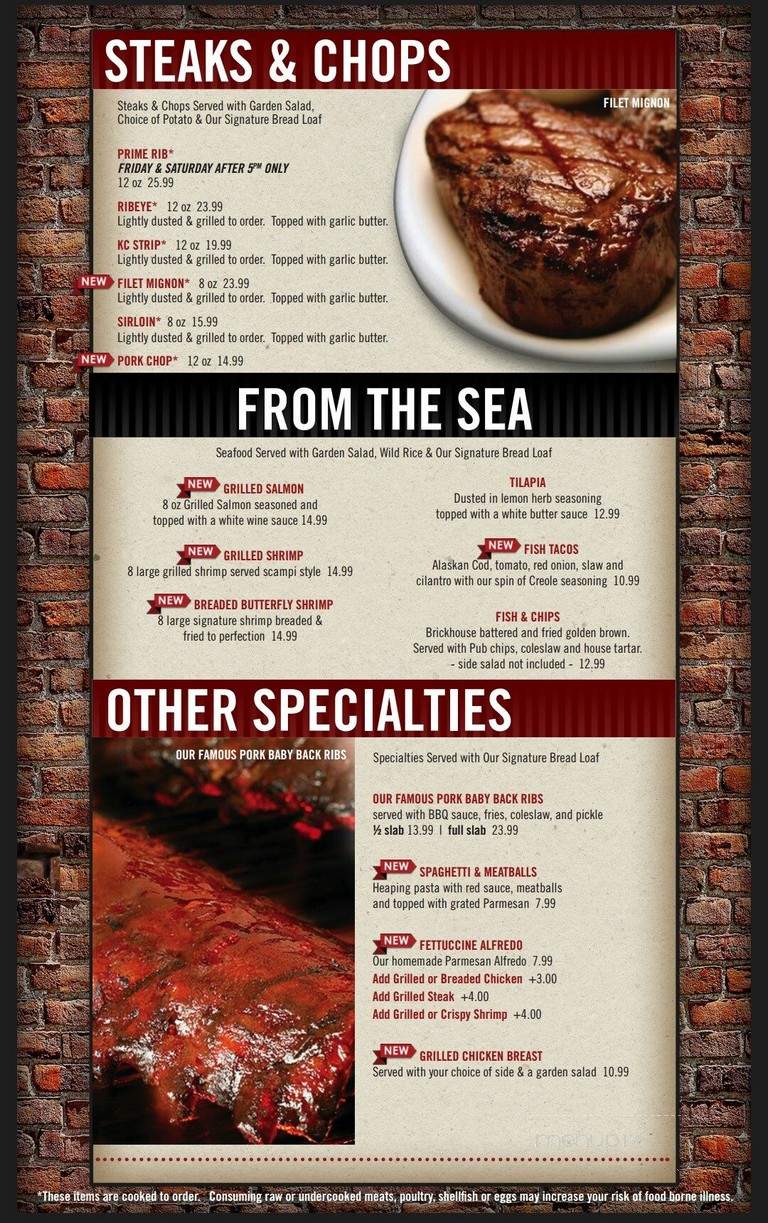 Brickhouse Bar and Grill - Brookfield, MO menu_pic