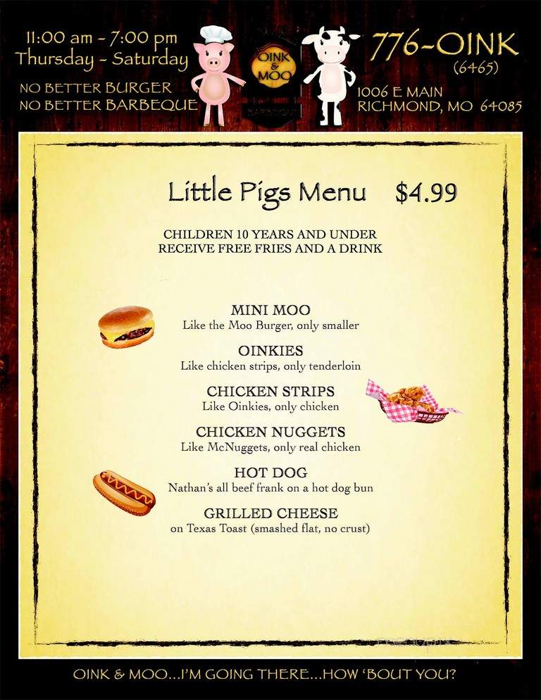 Oink & Moo Barbeque - Richmond, MO menu_pic