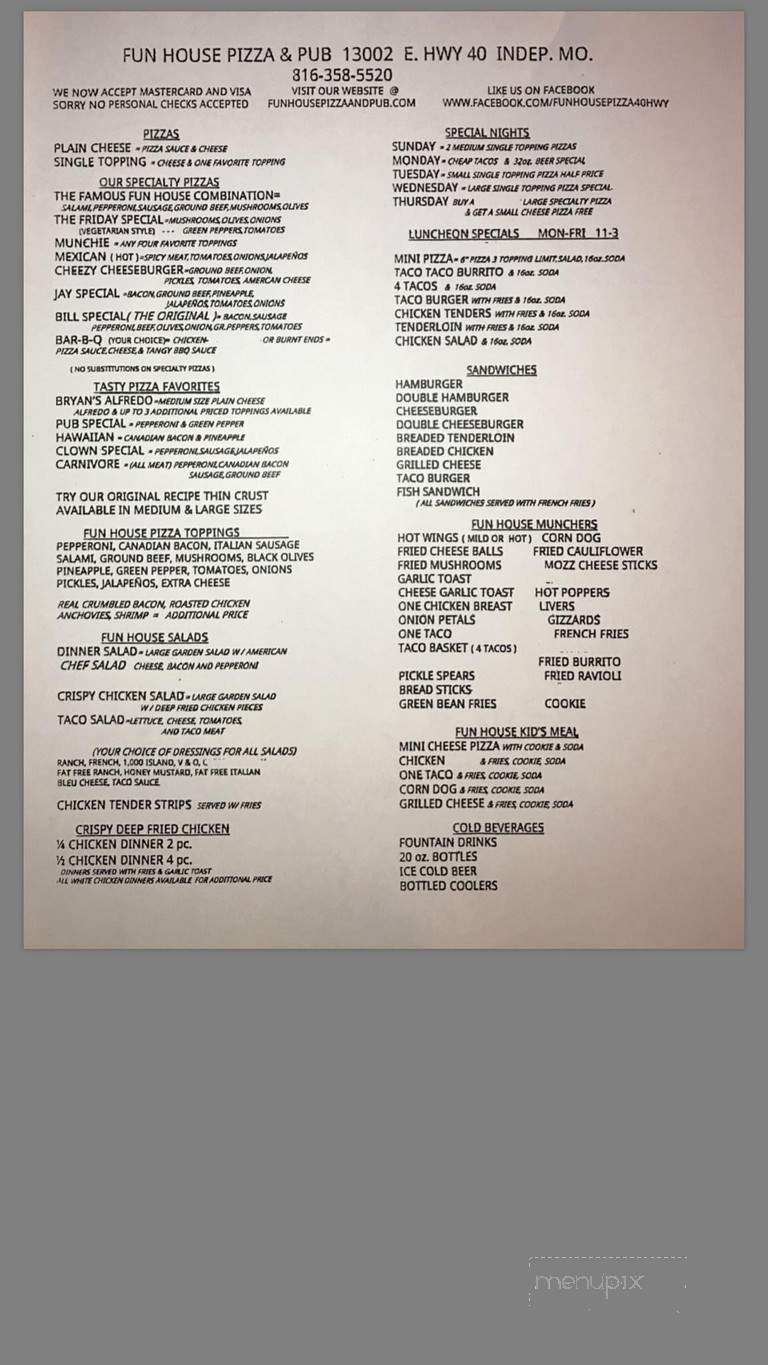 Fun House Pizza - Independence, MO menu_pic
