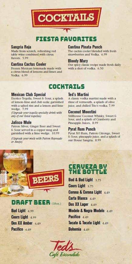Ted's Cafe Escondido - Overland Park, KS menu_pic