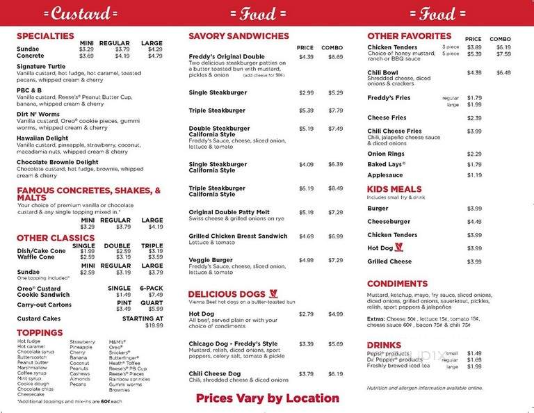 Freddys Frozen Custard & Steakburgers - Olathe, KS menu_pic