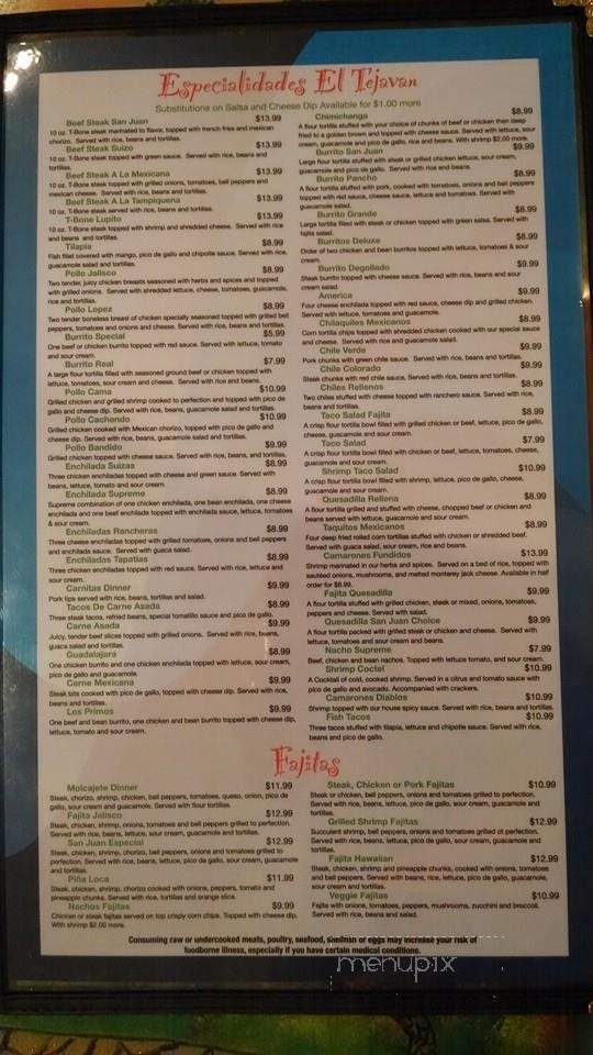 Tejavan Mexican Restaurant - Beloit, KS menu_pic