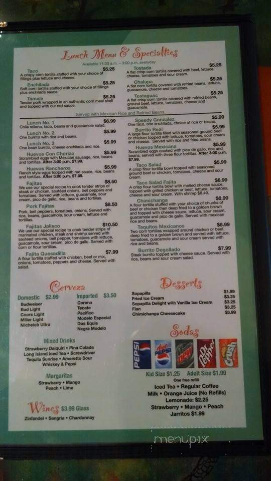 Tejavan Mexican Restaurant - Beloit, KS menu_pic