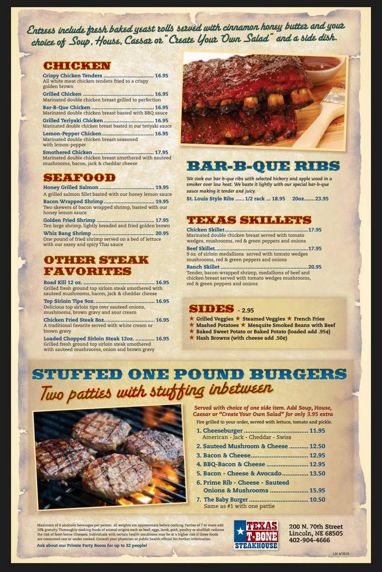 Texas T-bone - Lincoln, NE menu_pic