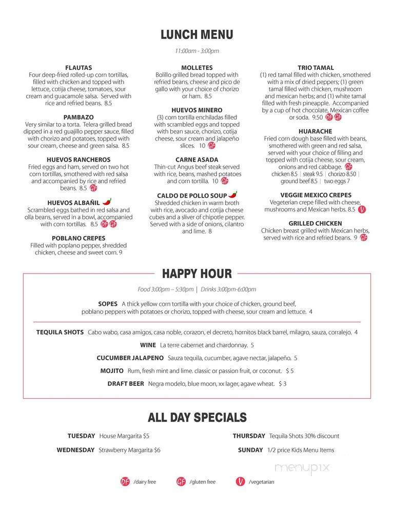 Copal Progressive Mexican Cuisine - Lincoln, NE menu_pic