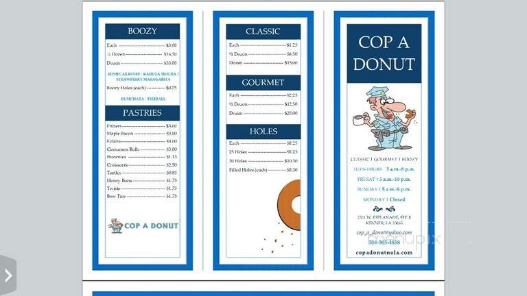 Cop a Donut - Kenner, LA menu_pic