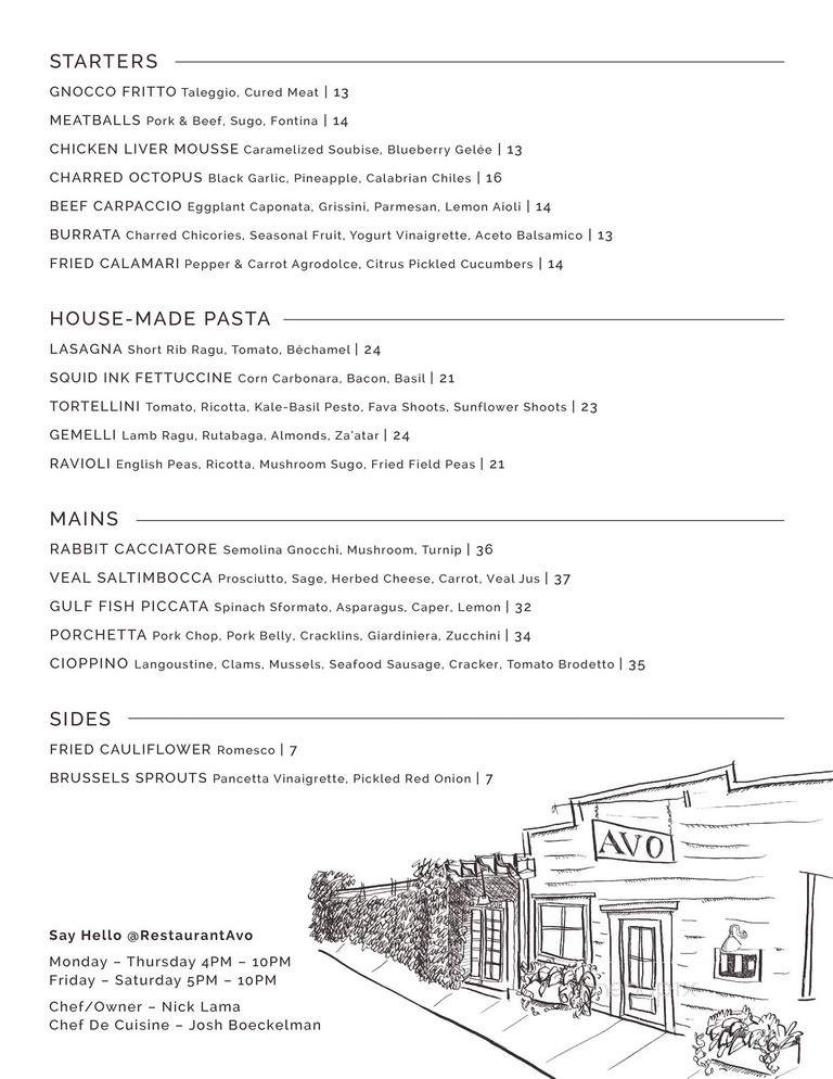Avo - New Orleans, LA menu_pic
