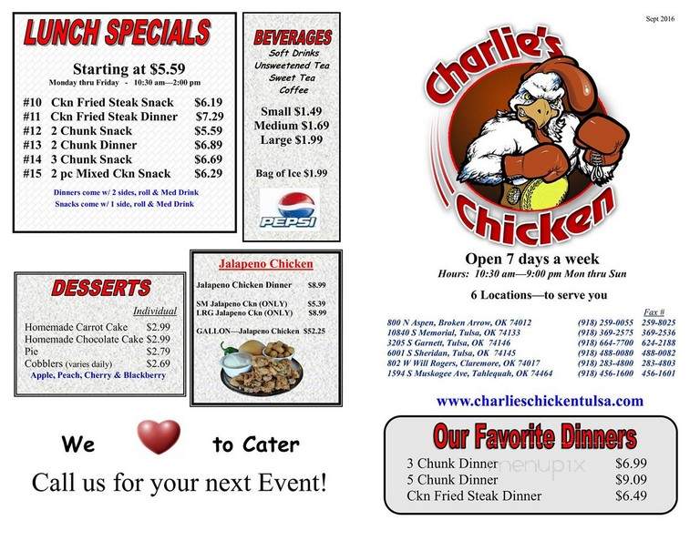 Charlie's Chicken - Tulsa, OK menu_pic