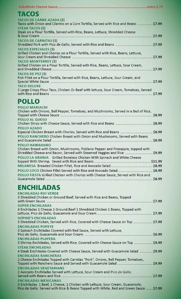 Mi Granja - Chouteau, OK menu_pic
