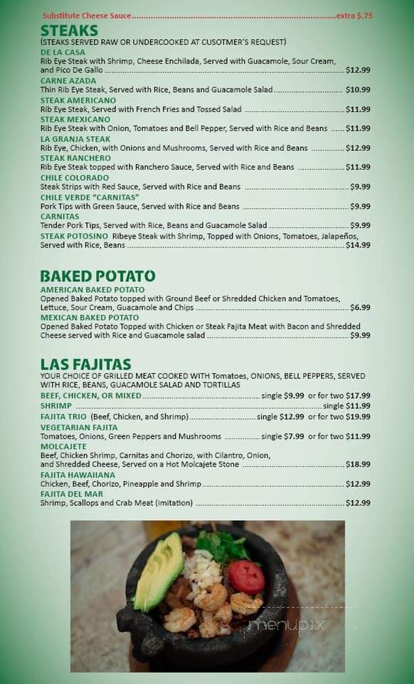 Mi Granja - Chouteau, OK menu_pic