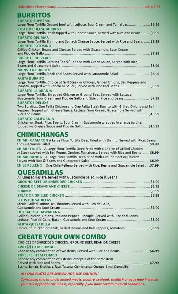 Mi Granja - Chouteau, OK menu_pic
