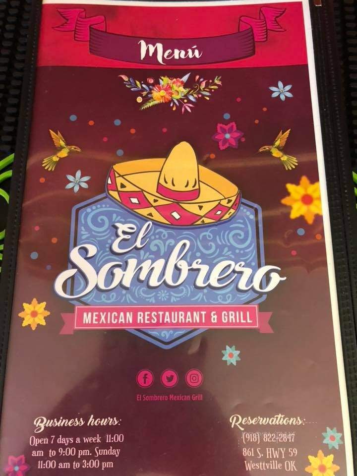 El Sombrero Mexican Grill - Watts, OK menu_pic