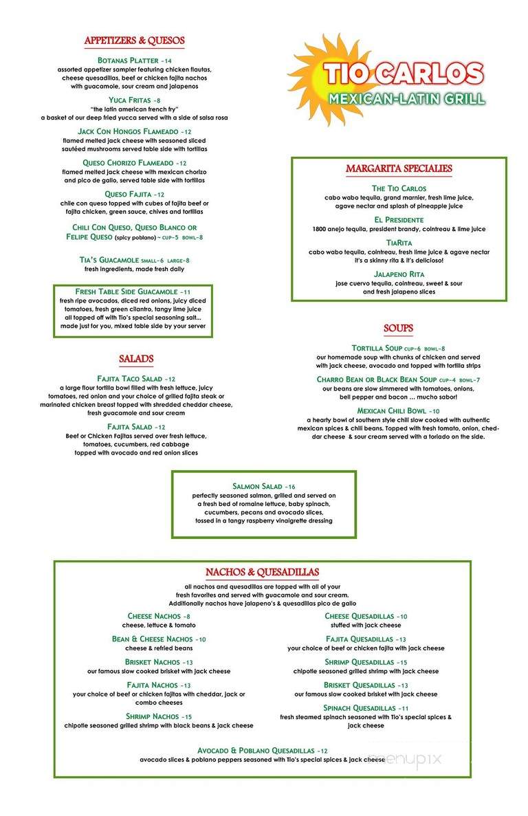 Tio Carlos Mexican latin Bar and Grill - Irving, TX menu_pic