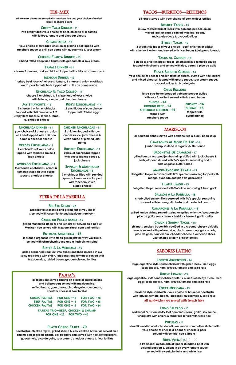 Tio Carlos Mexican latin Bar and Grill - Irving, TX menu_pic