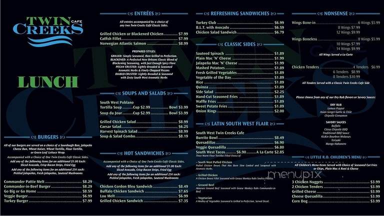 Twin Creeks Cafe - Fort Worth, TX menu_pic