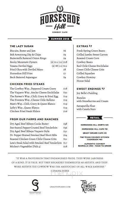 Horseshoe Hill - Fort Worth, TX menu_pic