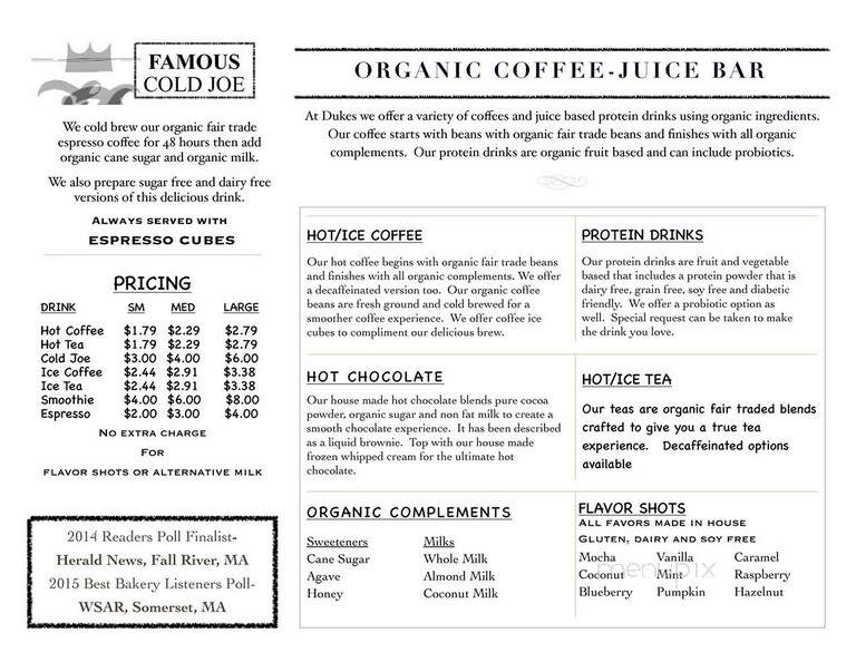 Duke's Bakery and Variety - Fall River, MA menu_pic