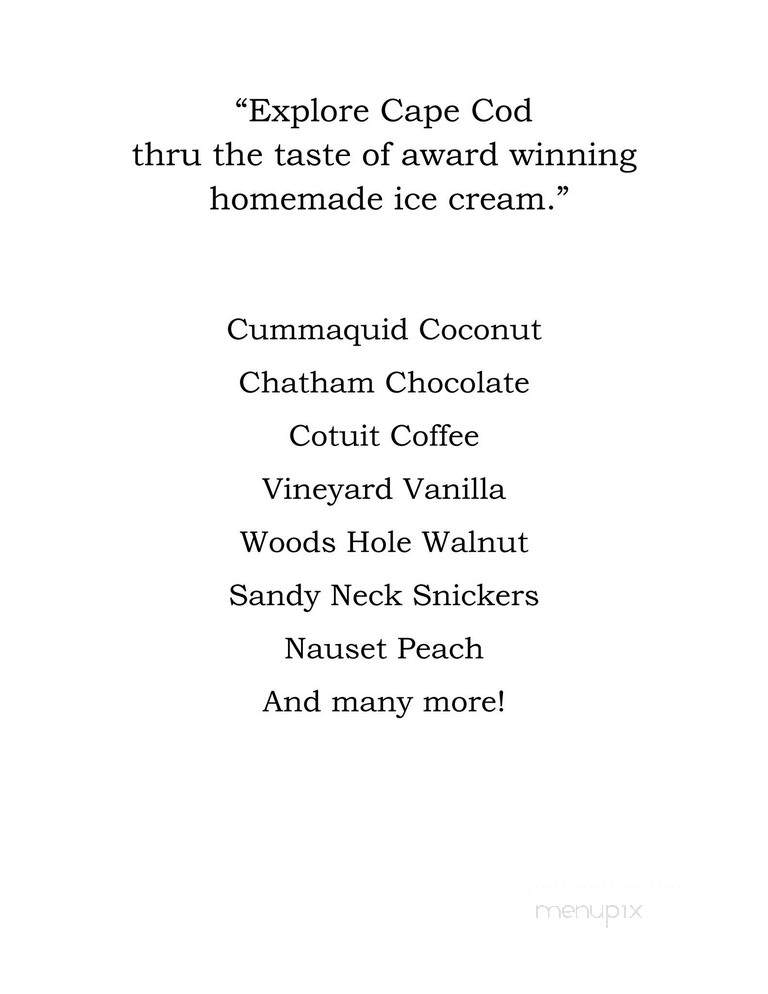 Cape Cod Creamery - Hyannis, MA menu_pic