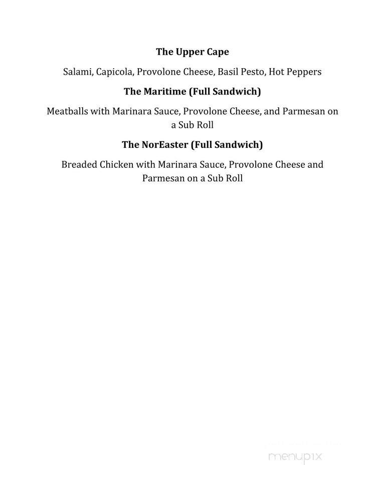 Cape Cod Creamery - Hyannis, MA menu_pic
