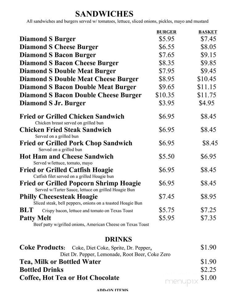 Online Menu Of Diamond S Diner China Tx