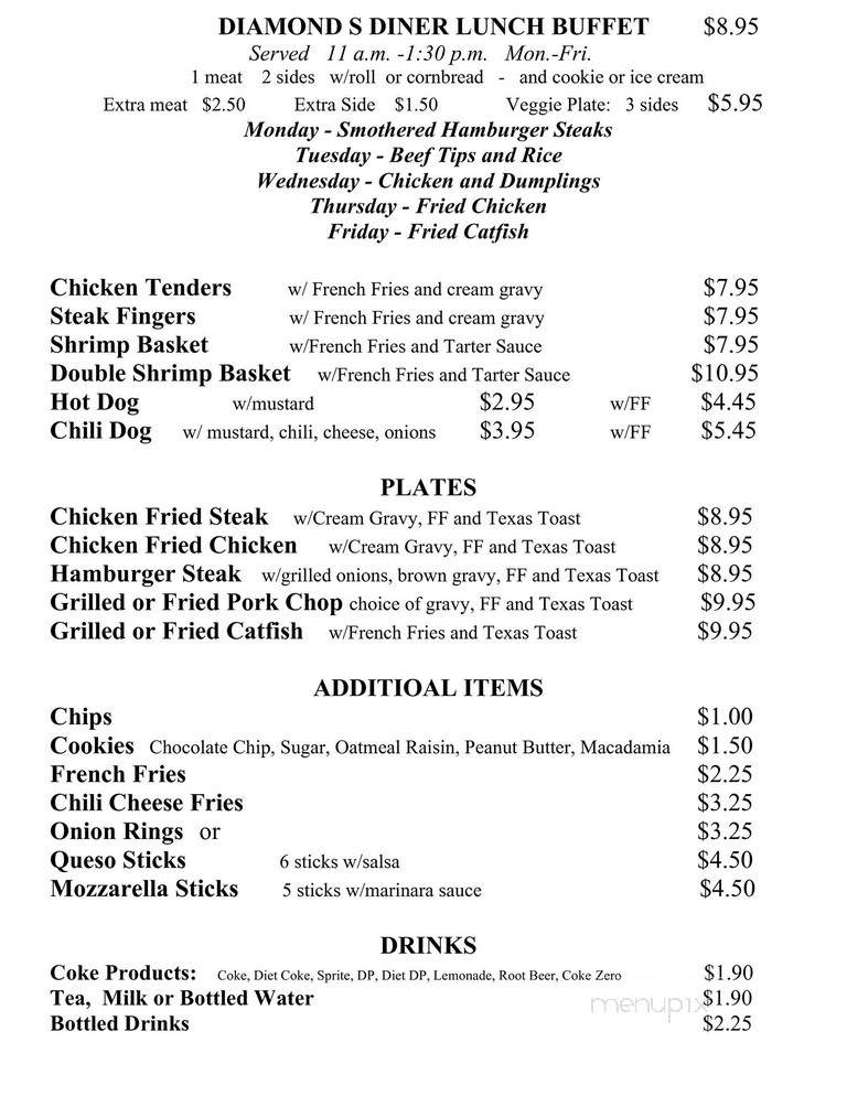 Online Menu Of Diamond S Diner China Tx