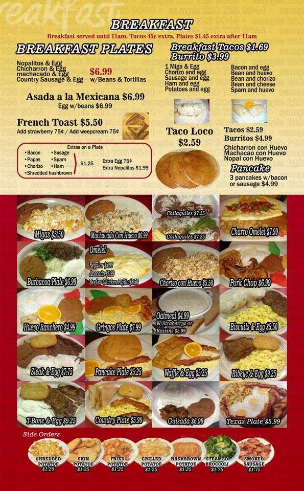 El Charros Restaurant - Beeville, TX menu_pic