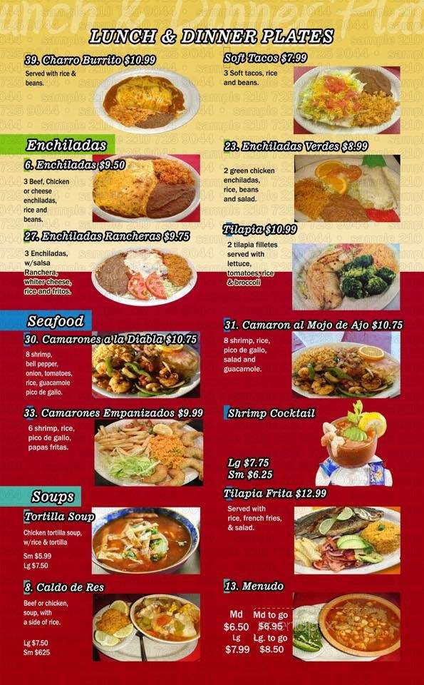 El Charros Restaurant - Beeville, TX menu_pic