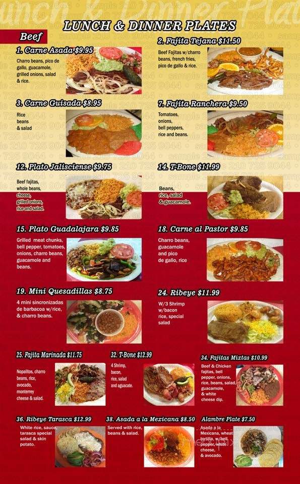 El Charros Restaurant - Beeville, TX menu_pic