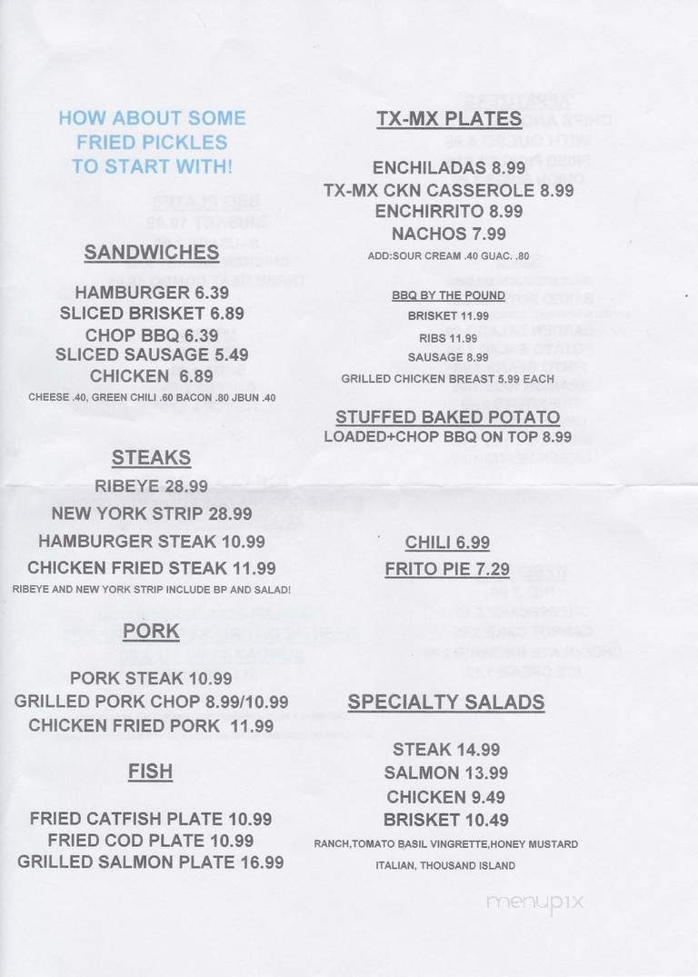 Frank's Place - Fentress, TX menu_pic