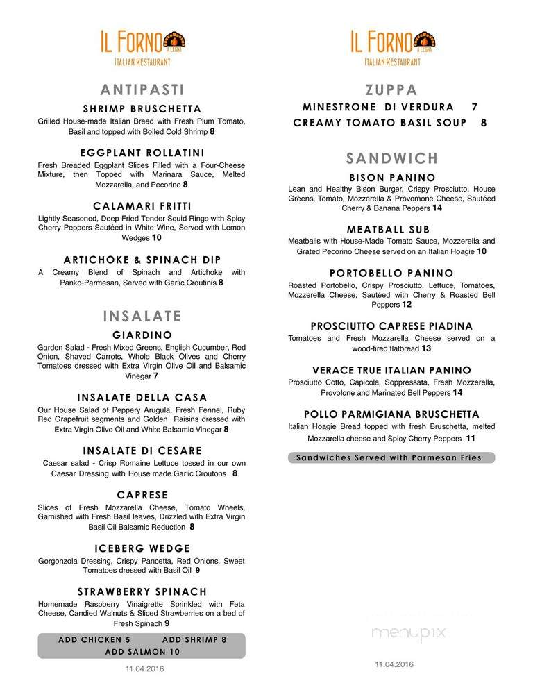 Il Forno A Legna - McAllen, TX menu_pic