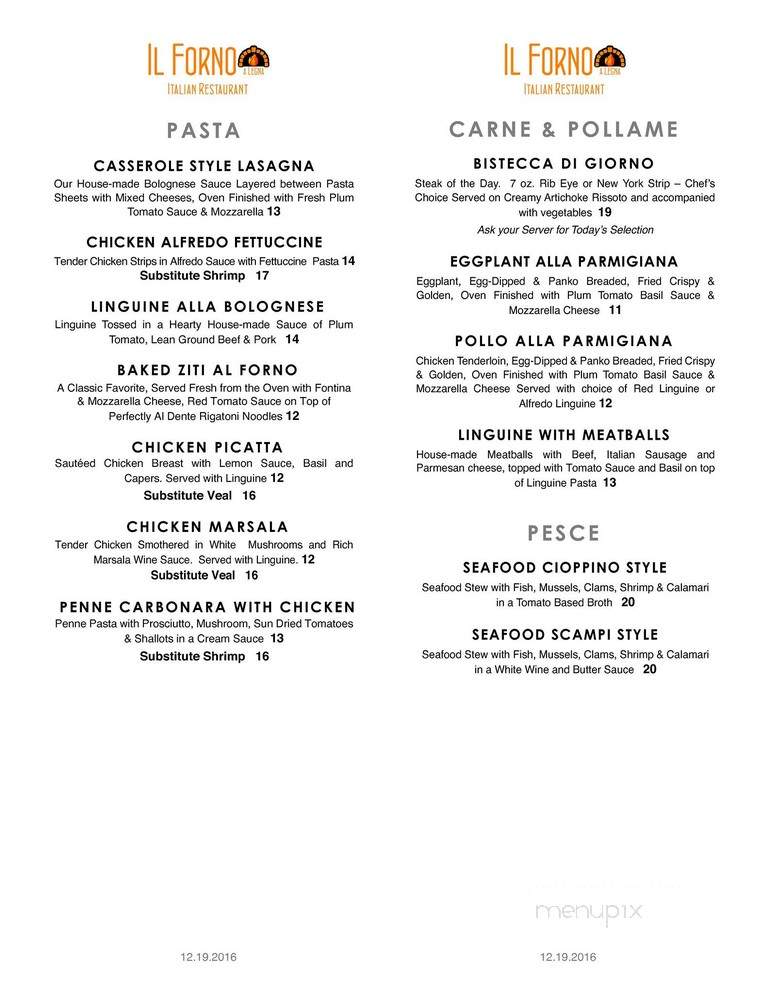 Il Forno A Legna - McAllen, TX menu_pic