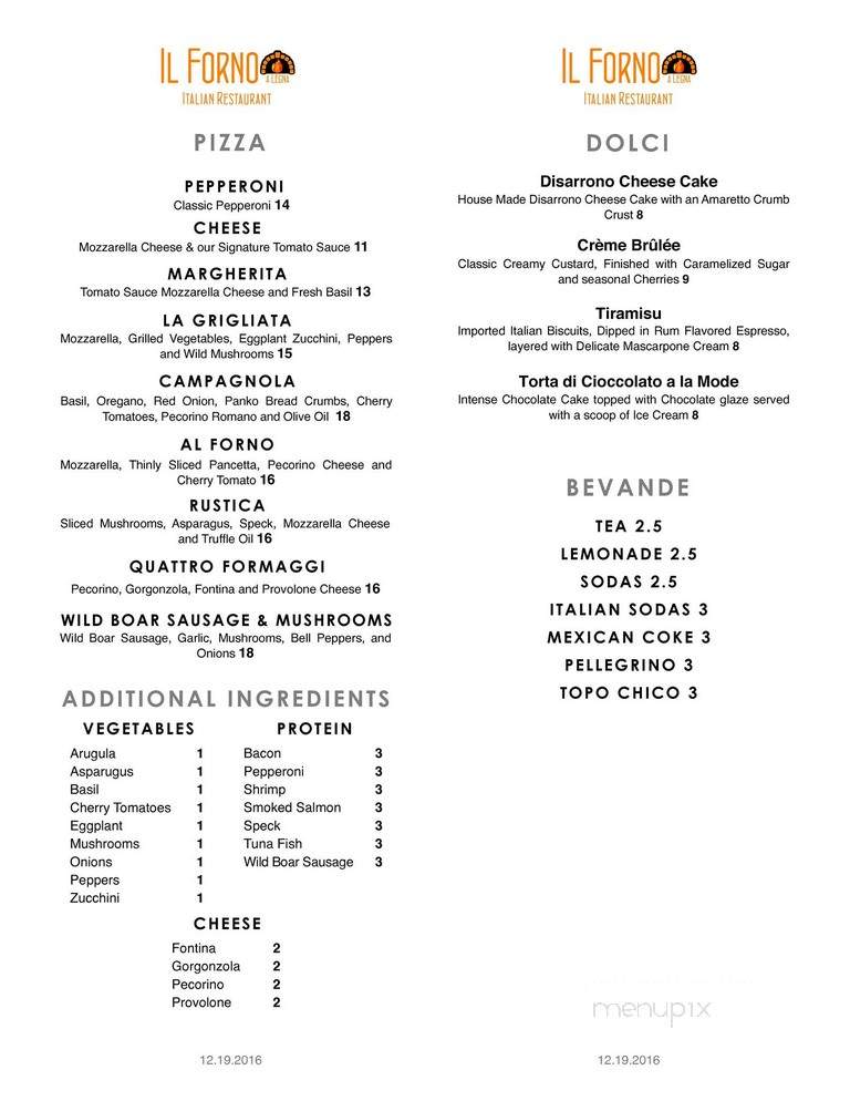 Il Forno A Legna - McAllen, TX menu_pic
