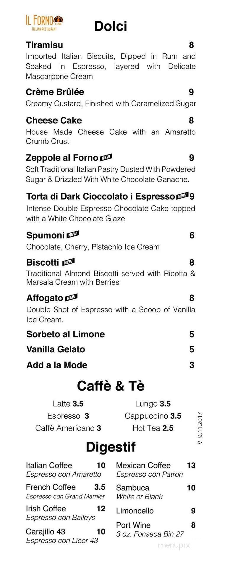 Il Forno A Legna - McAllen, TX menu_pic