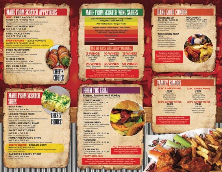 Wing Barn - Harlingen, TX menu_pic