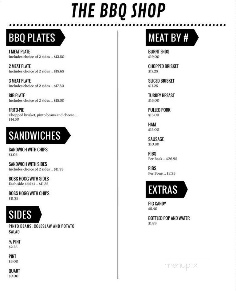 The Bbq Shop - Farwell, TX menu_pic
