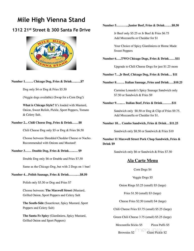 Mile High Vienna Stand - Denver, CO menu_pic
