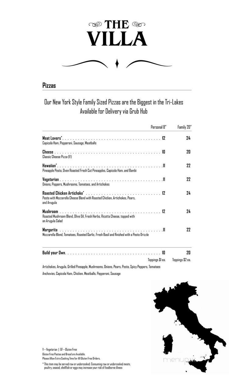 The Villa Palmer Lake - Palmer Lake, CO menu_pic