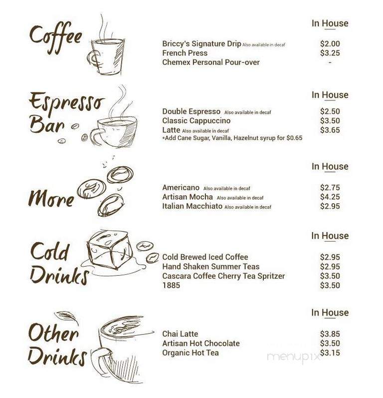 Briccy's Coffee - Castle Rock, CO menu_pic