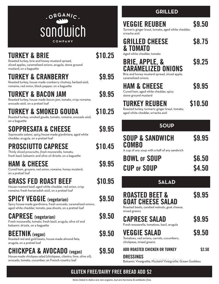Organic Sandwich Company - Boulder, CO menu_pic