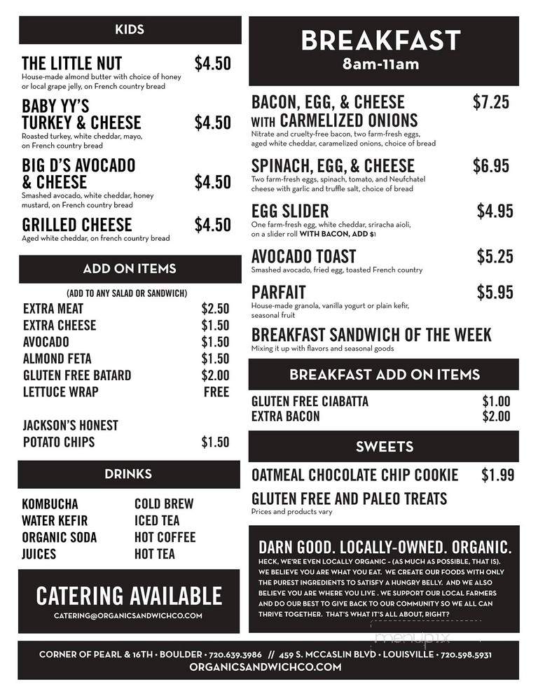 Organic Sandwich Company - Boulder, CO menu_pic