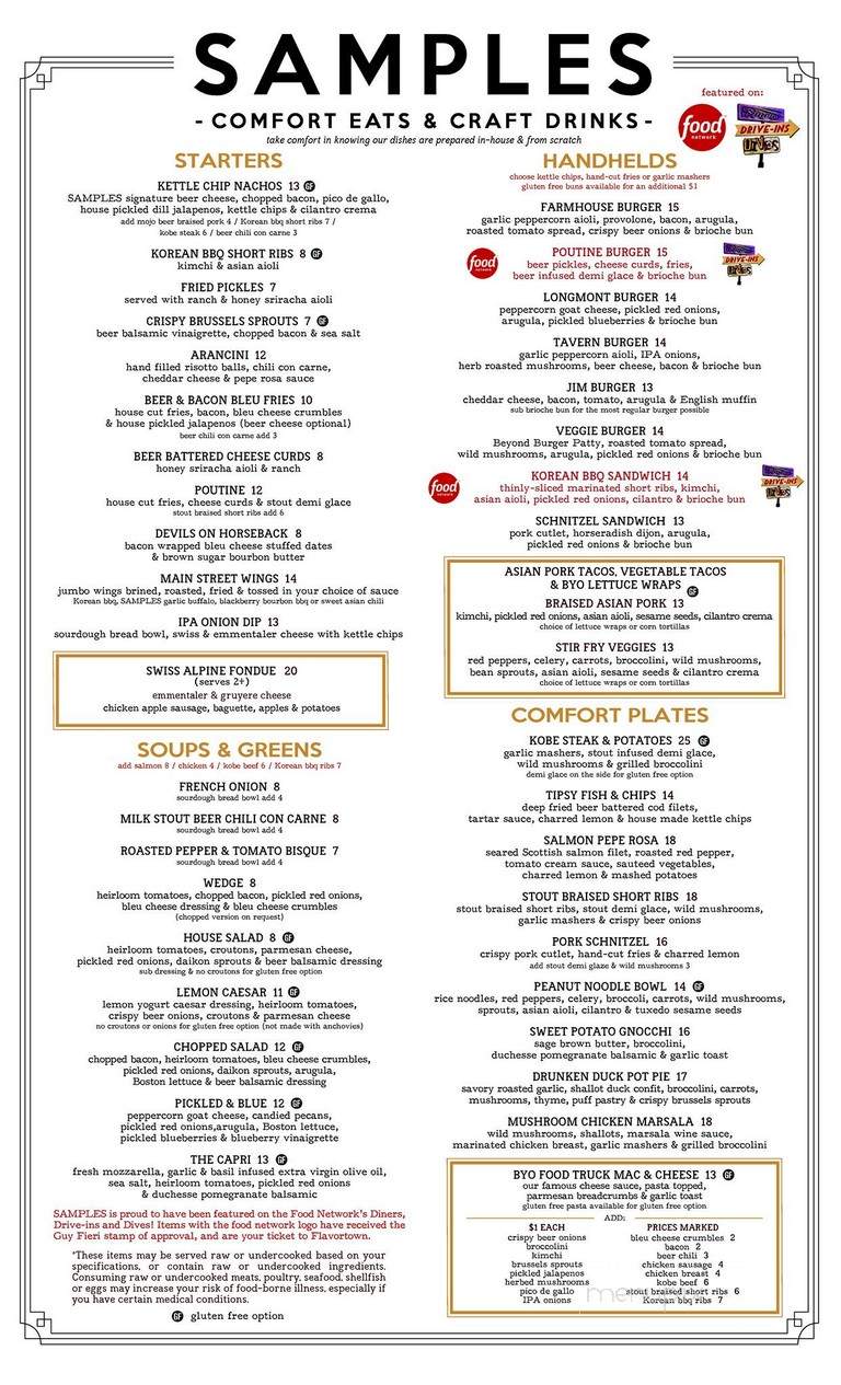 Samples World Bistro - Longmont, CO menu_pic