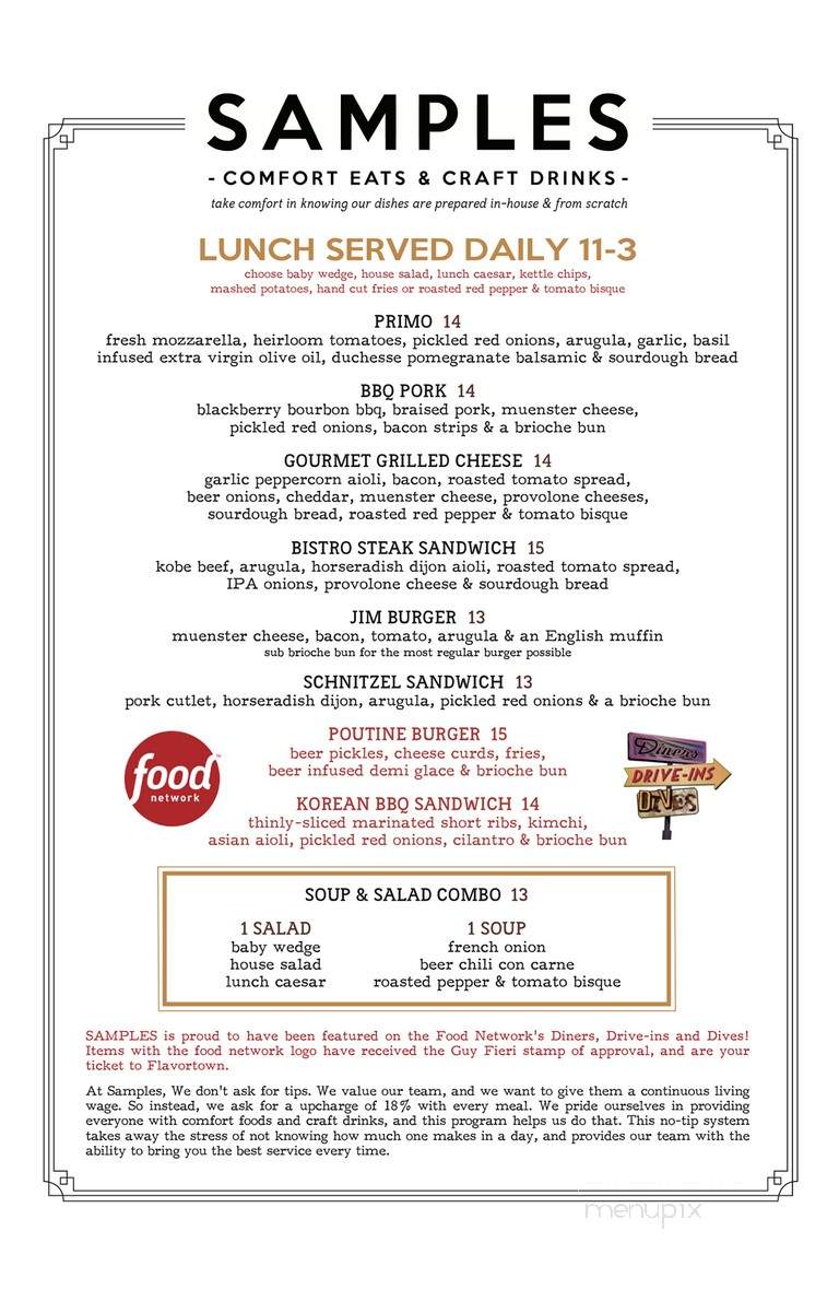 Samples World Bistro - Longmont, CO menu_pic