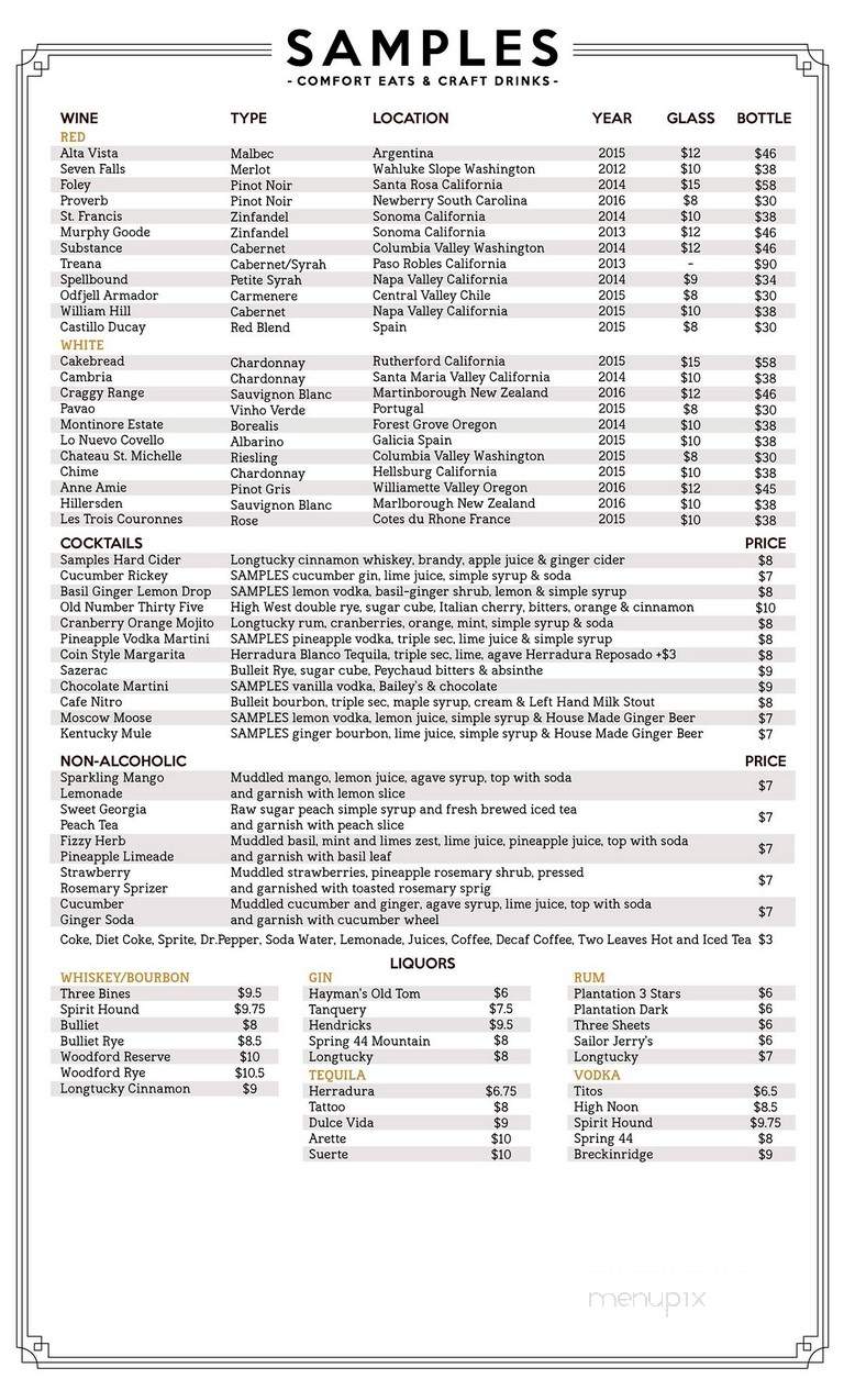 Samples World Bistro - Longmont, CO menu_pic