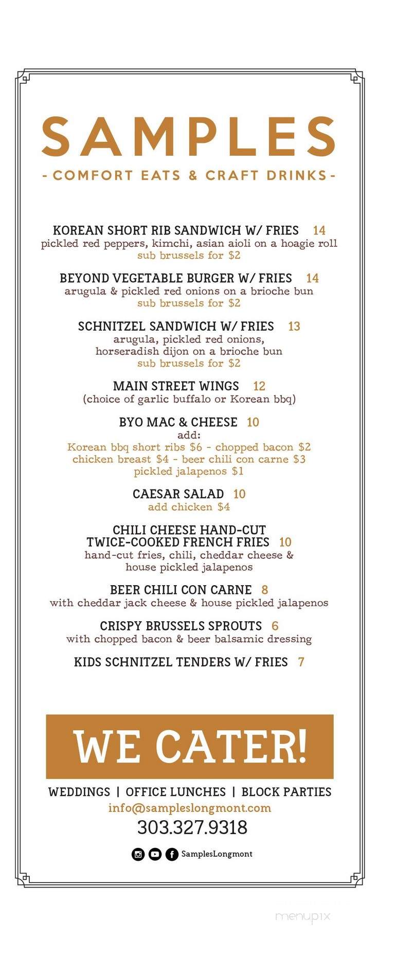 Samples World Bistro - Longmont, CO menu_pic