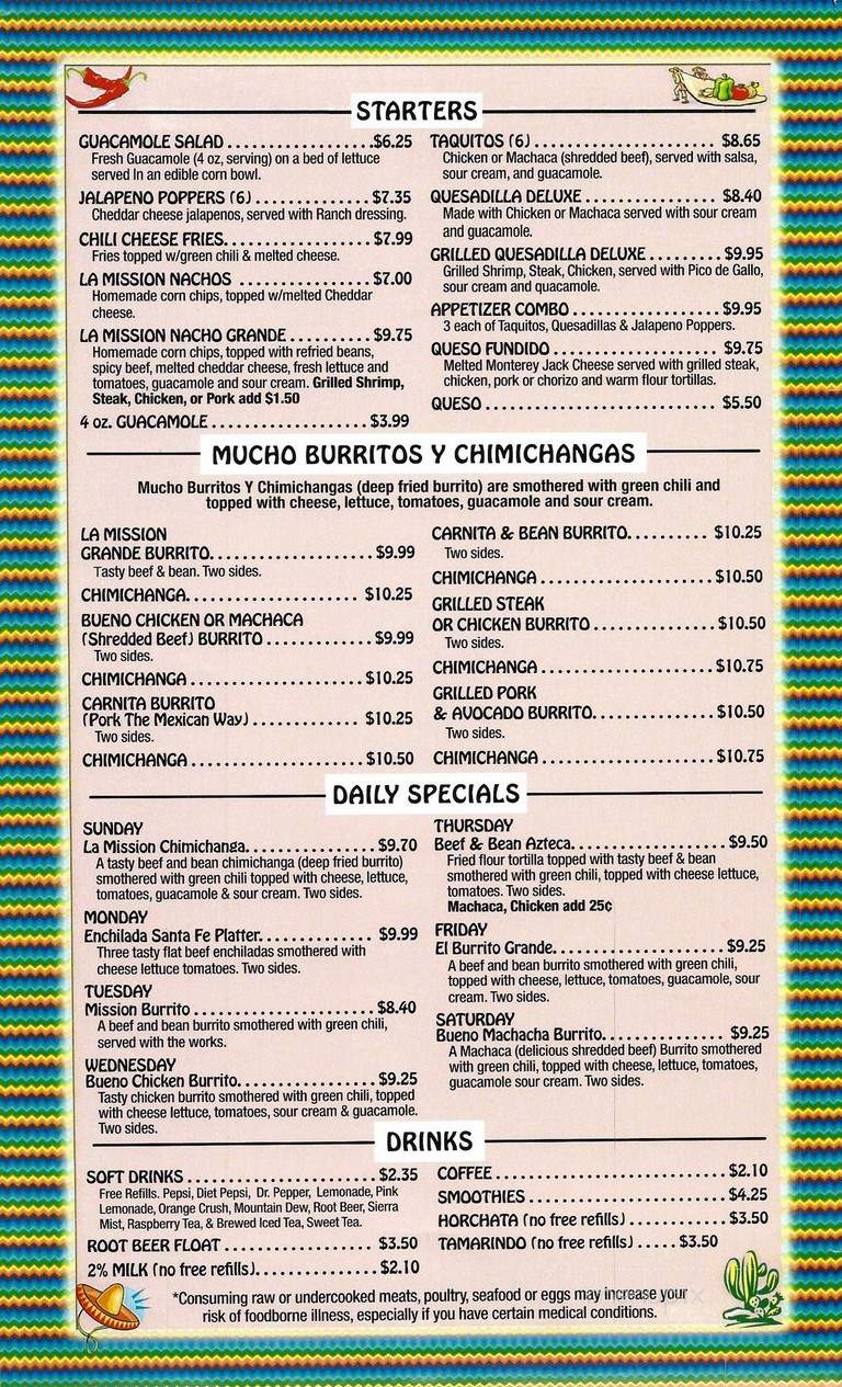 La Mission - Peyton, CO menu_pic